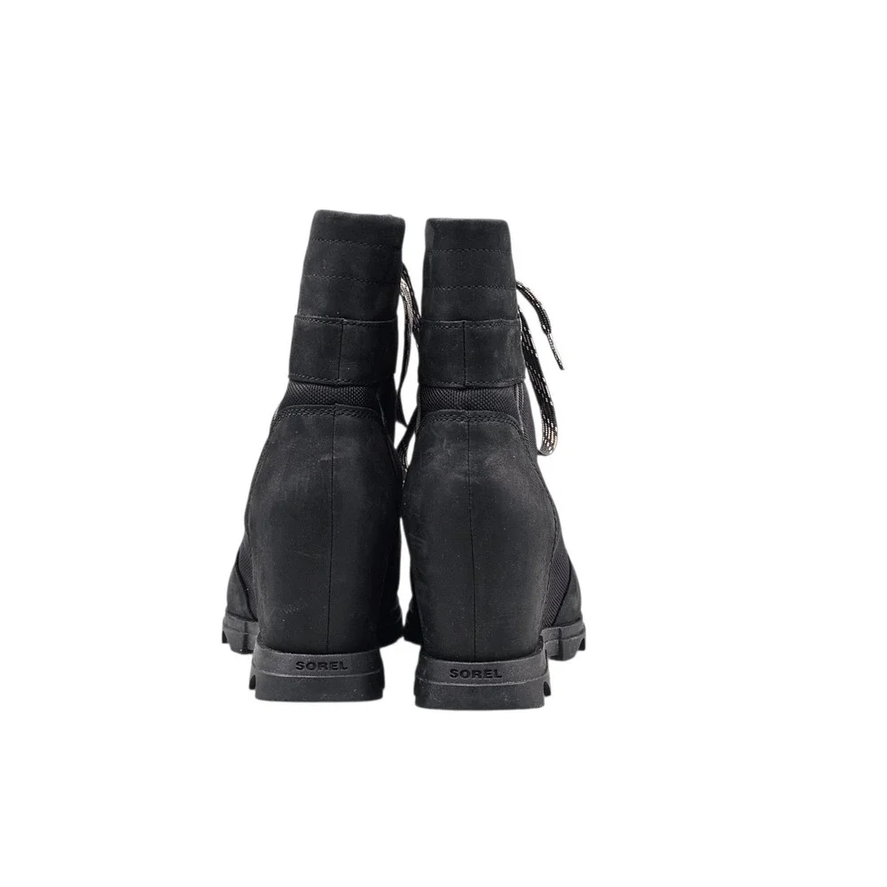 SOREL Women's Size 9.5 NWT Joan of Arctic Wedge III Lexie Black Lace-Up Booties - Picture 4 of 8